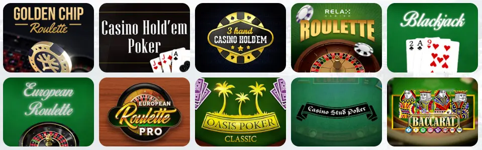 Juegos de mesa en Winspark Casino
